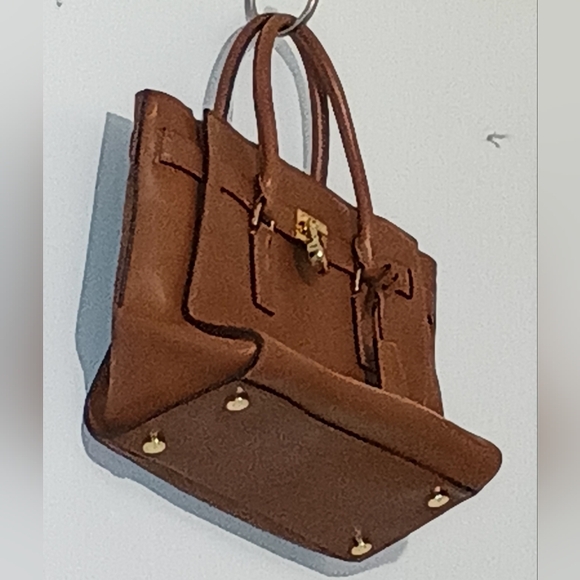 Michael Kors Hamilton Leather Satchel Handbag Caramel Brown Color - Picture 16 of 16